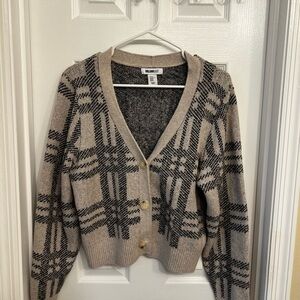 William Rast Black and Tan Plaid Cardigan